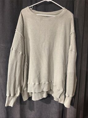 American Eagle Outfitters Waffle Knit Pullover in Sage